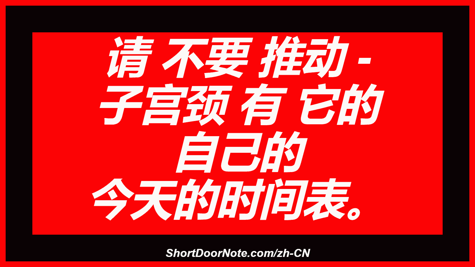 请 不要 推动 - 子宫颈 有 它的 自己的 今天的时间表。
