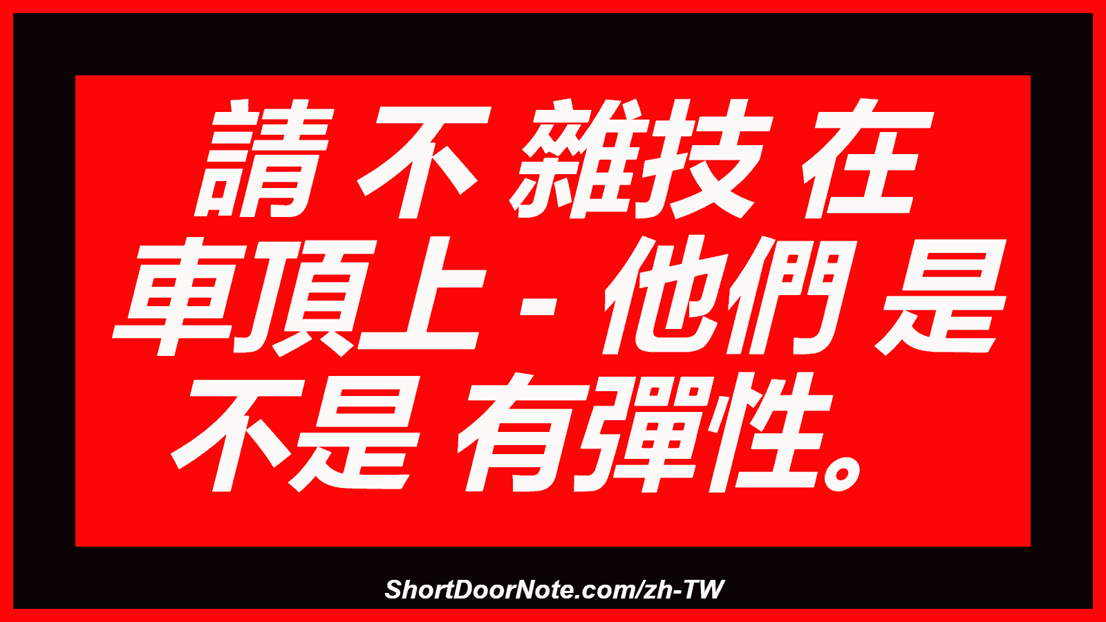 請 不 雜技 在 車頂上 - 他們 是 不是 有彈性。

